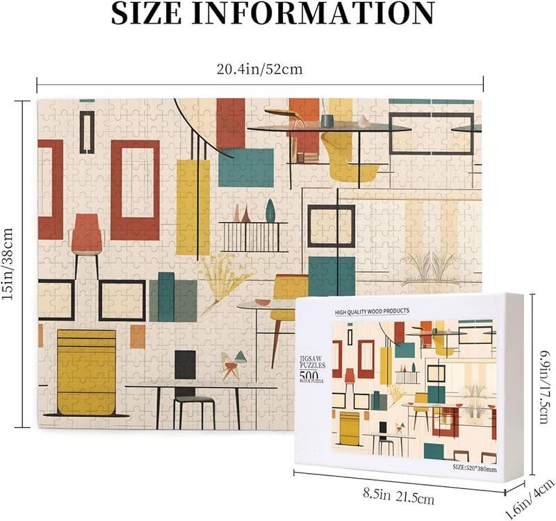 لغز بازل مودرن منتصف القرن من فايا 500 قطعة للكبار ديكور منزلي 20.4 × 15 - Image 4